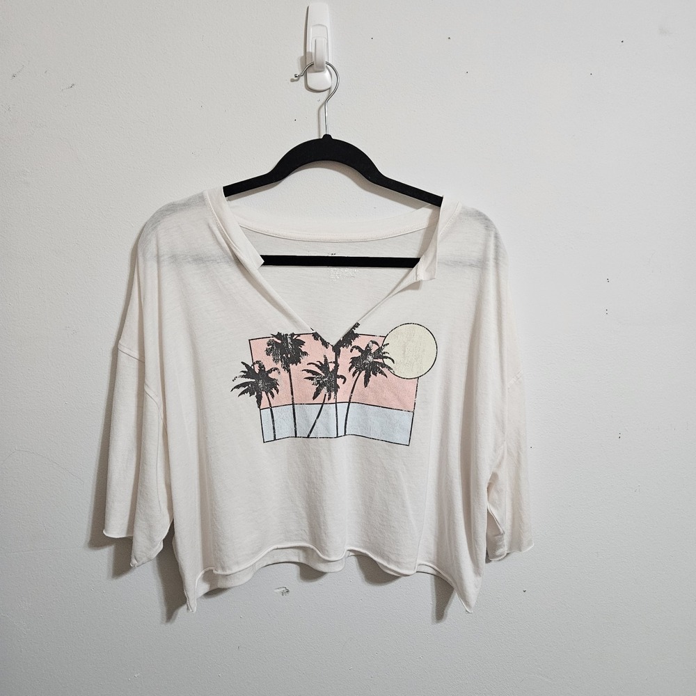 Flirtitude Active Palm Tree Graphic Crop Top M